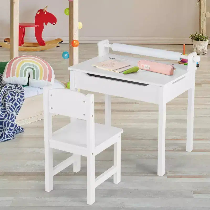 Table et chaises pour enfants avec support pour rouleau de papier