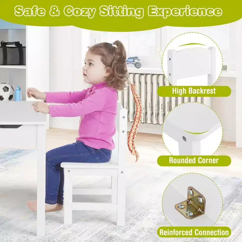 Table et chaises pour enfants avec support pour rouleau de papier