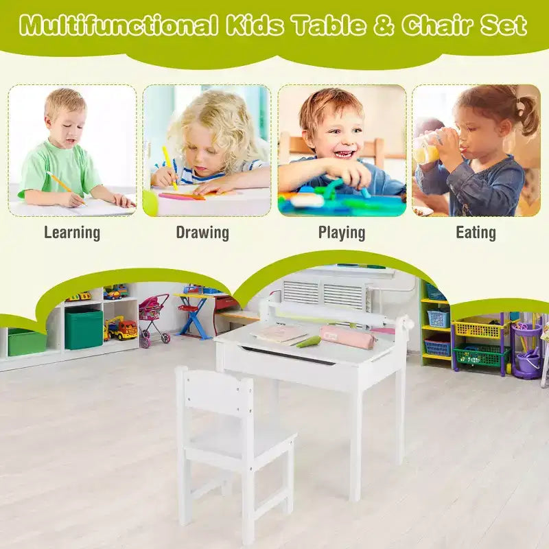 Table et chaises pour enfants avec support pour rouleau de papier