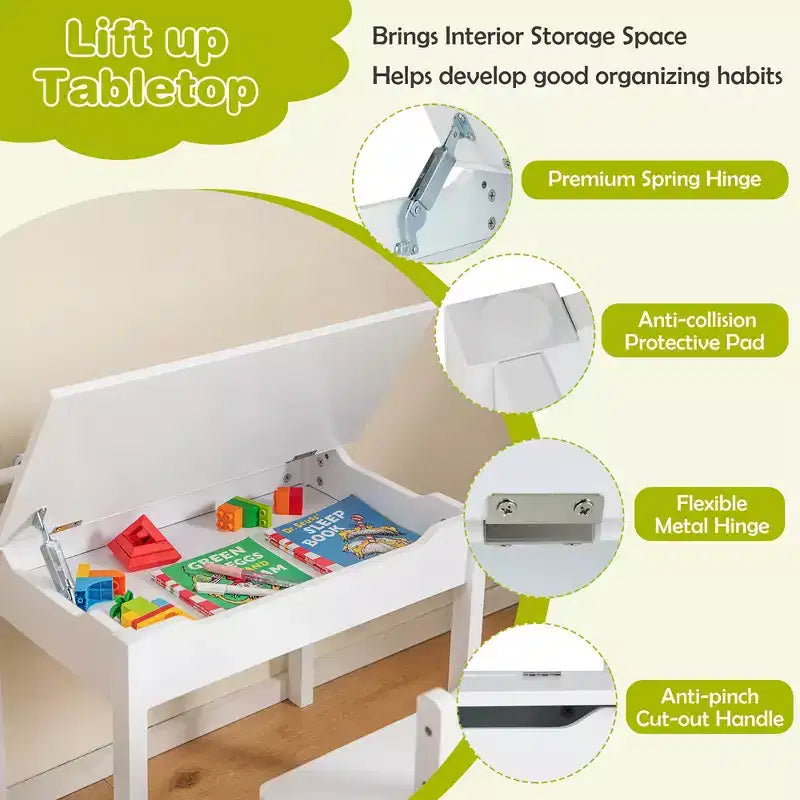 Table et chaises pour enfants avec support pour rouleau de papier