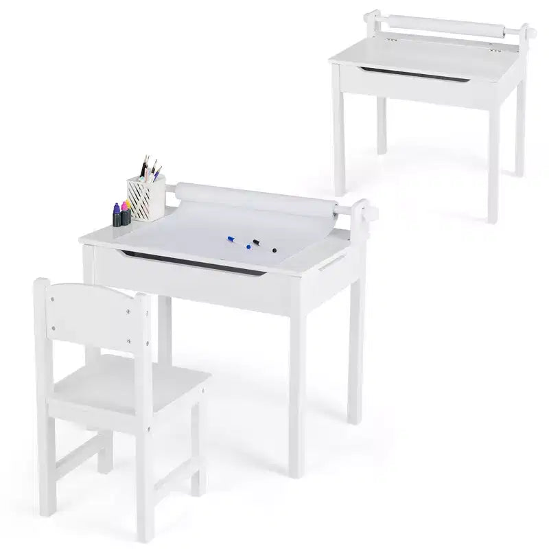 Table et chaises pour enfants avec support pour rouleau de papier