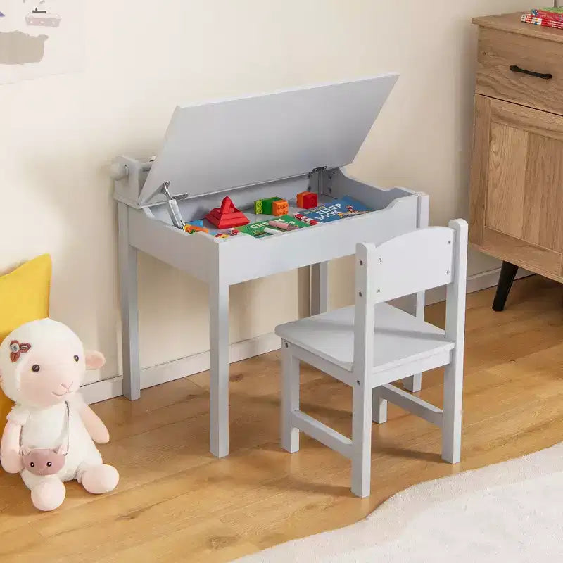 Table et chaises pour enfants avec support pour rouleau de papier