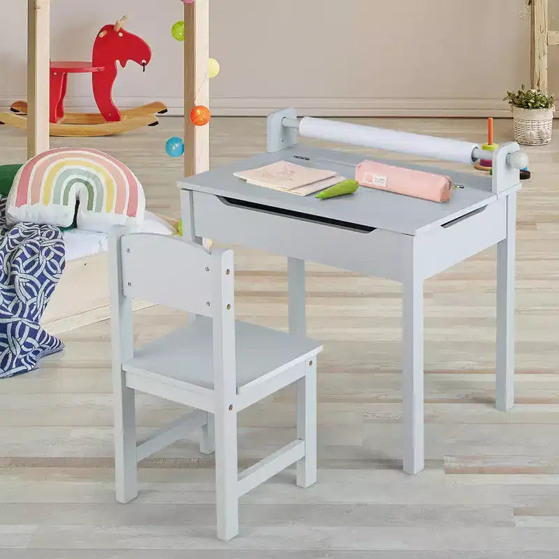 Table et chaises pour enfants avec support pour rouleau de papier