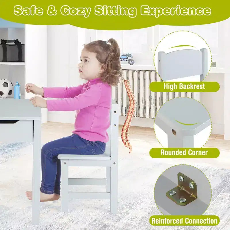 Table et chaises pour enfants avec support pour rouleau de papier