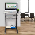 Bureau mobile assis-debout avec plateau de clavier rétractable
