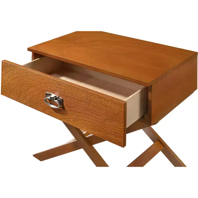 Table de chevet 1 tiroir en X avec façade de tiroir texturée