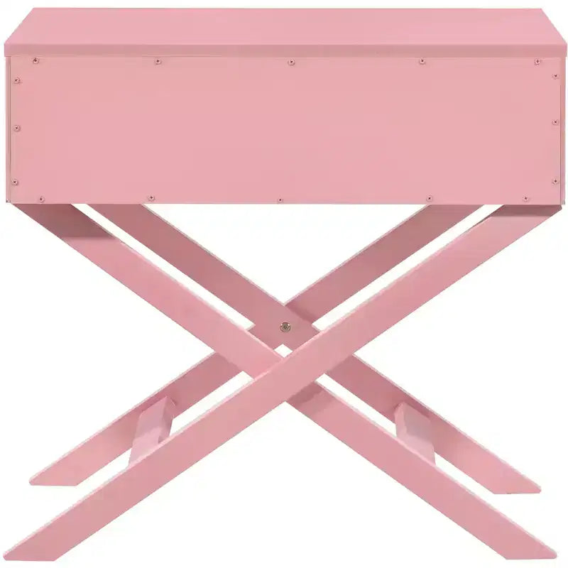 Table de chevet 1 tiroir en X avec façade de tiroir texturée