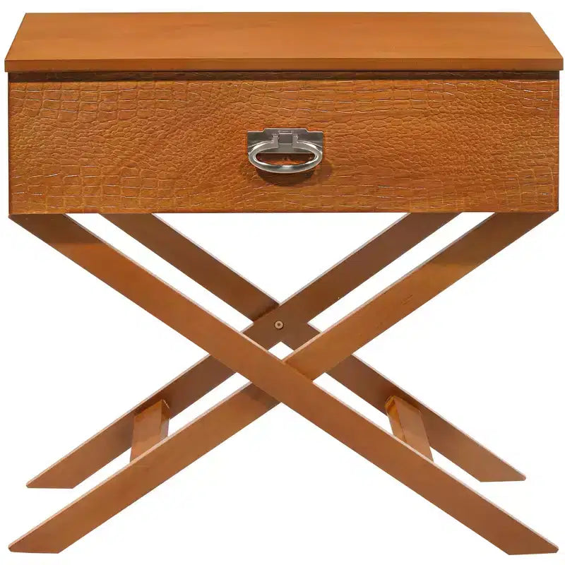 Table de chevet 1 tiroir en X avec façade de tiroir texturée