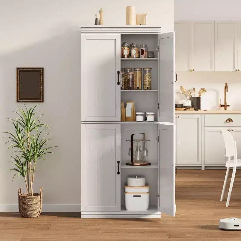 Meuble de rangement de cuisine autoportant, armoire de 178 cm avec portes et étagères réglables