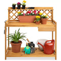 Table de rempotage de jardin en bois pour extérieur Best Choice Products, établi avec tiroir et étagère ouverte